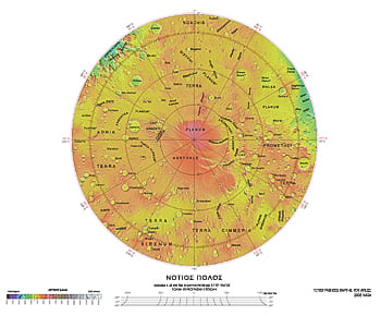 Ο Νότιος πόλος του Άρεως, χάρτης της επιφάνειας, τοπογραφικός, κλίμακα 1:15.196.708, 2003 NASA